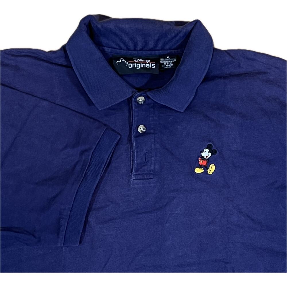 VTG Disney‎ Originals Mickey Mouse Polo Shirt Mens XL Navy Blue Embroidered 90s